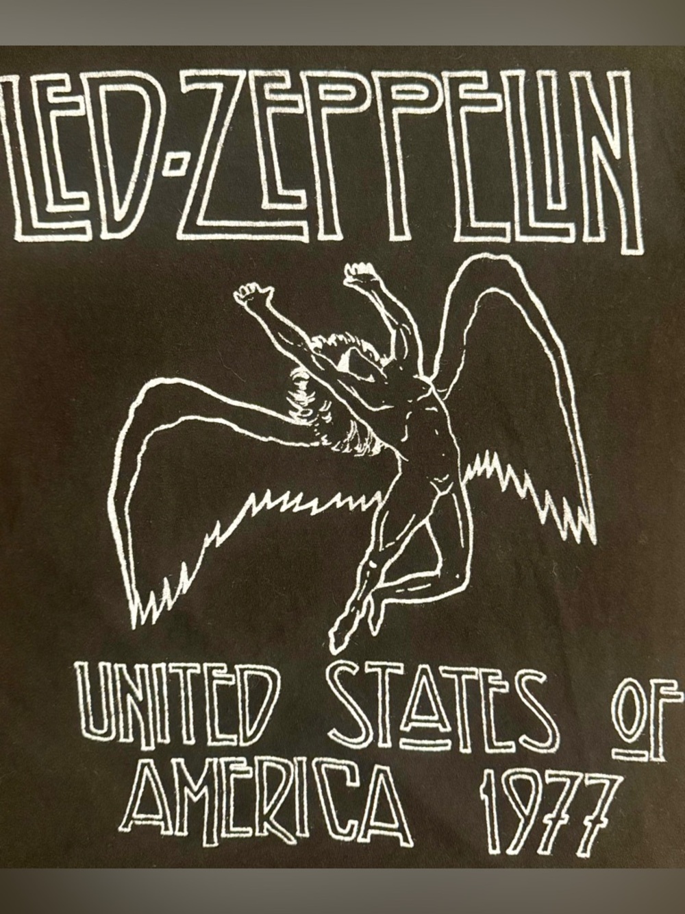 Led Zeppelin 1977 USA Tour Band Tee Medium Black Icarus Swan Song Graphic Shirt